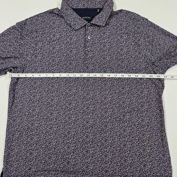 Bugatchi OoohCotton Tech Polo Shirt 8-Way Stretch Navy Dotted XL - Picture 6 of 7
